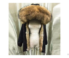 Natural Color Rex Rabbit Fur Parka Winter Fashion Short Jacket Coat