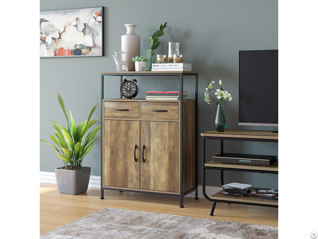 Side Cabinet With Metal Frame