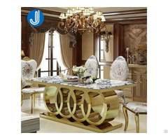 Wholesale Gold Metal Stainless Steel Dining Room Sets Marble Dinning Table Chairs Set