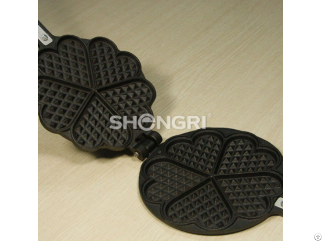 Cast Iron Waffle Maker Camping Bakeware 5 Heart Shaped