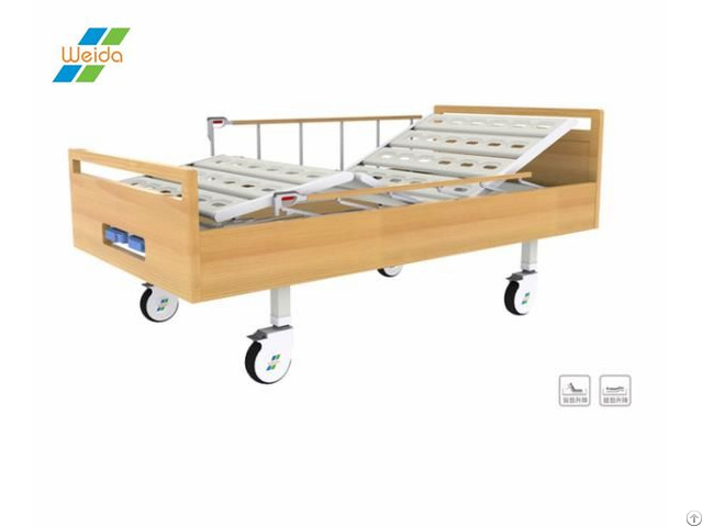 Double Function Manual Adjustable Nursing Wooden Homecare Bed