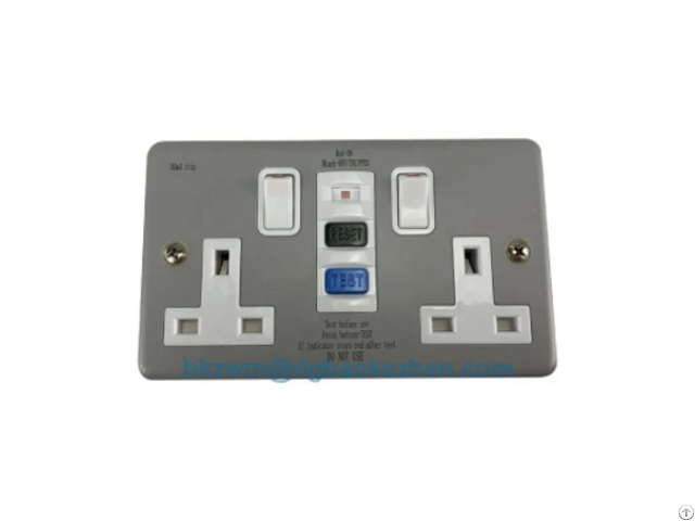 Twin 13a Metal Rcd Protection Wall Swtich Socket