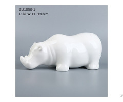 Wholesale Ceramic Rhinoceros Ornaments Indoor Home Decoration Crafts