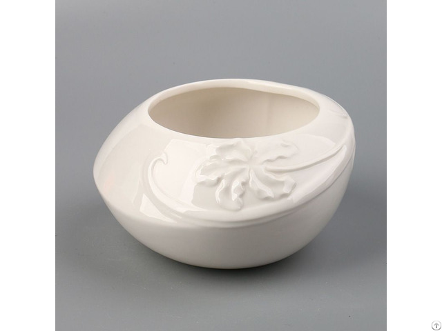 Wholesale White Ceramic Flowerpot Houseplant Planter Garden