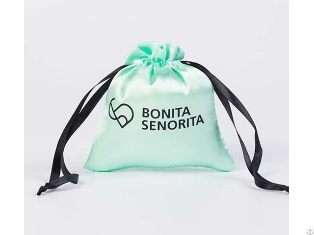 Turquoise Satin Drawstring Bags