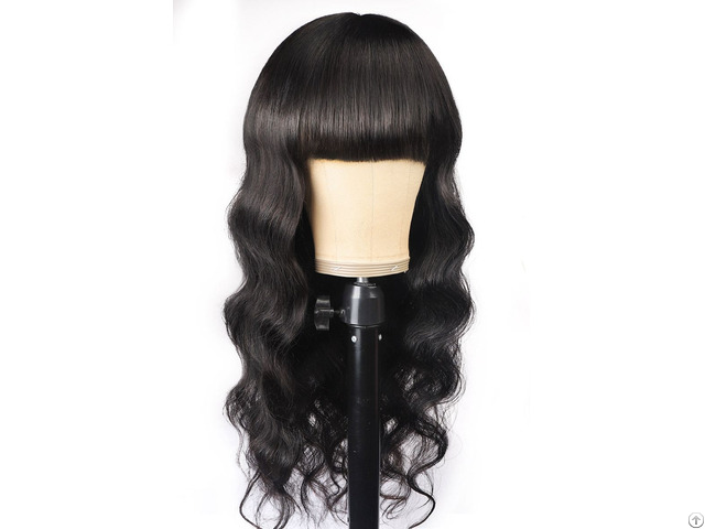 Human Hair Wig With Bangs