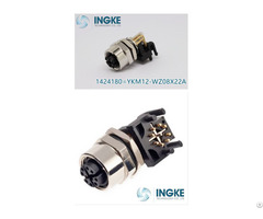 Ingke Ykm12 Wz08x22a M12 Circular Connector X Coded Right Angle Ethernet Cat6a For Pcb 8pin