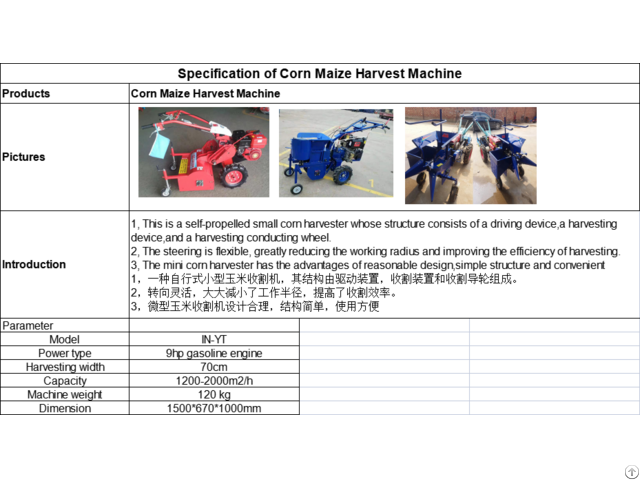 Corn Maize Harvest Machine