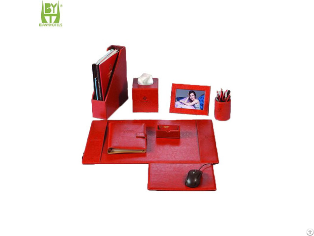 Business Table Organizer Pu Leather Office Desk Set