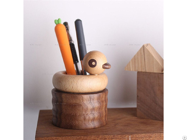 Wooden Animal Duck Pen Holder