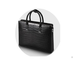 Nile Crocodile Leather Men S Bag Multi Layered Portable Briefcase Belly Platinum Production