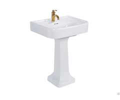 Bathroom Cupc Certified Rectangle Glassy White Ceramic Porcelain Pedestal Sink