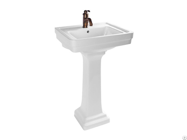 Modern Design White Porcelain Rectangle Bathroom Ceramic Lavatory Freestanding Pedestal Sink