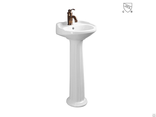 Bathroom Sanitary Ware Oval White Cupc Certified Porcelain Pedestal Freestanding Sink