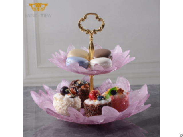 Butterflies Crystal Double Deck Dessert Cake Candy Display Rack Party Wedding Tray Table Centerpiece