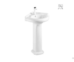 Bathroom White Triangle Cupc Certified Ceramic Corner Pedestal Porcelain Freestanding Sink