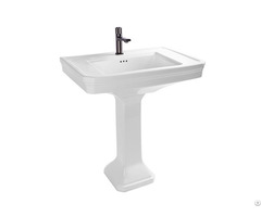 Wc White Rectangle Vitreous China Ceramic Bathroom Pedestal Freestanding Washing Basin