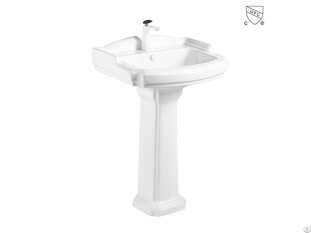 Traditional Design White Bathroom Vitreous China Ceramic Freestanding Pedestal Sink