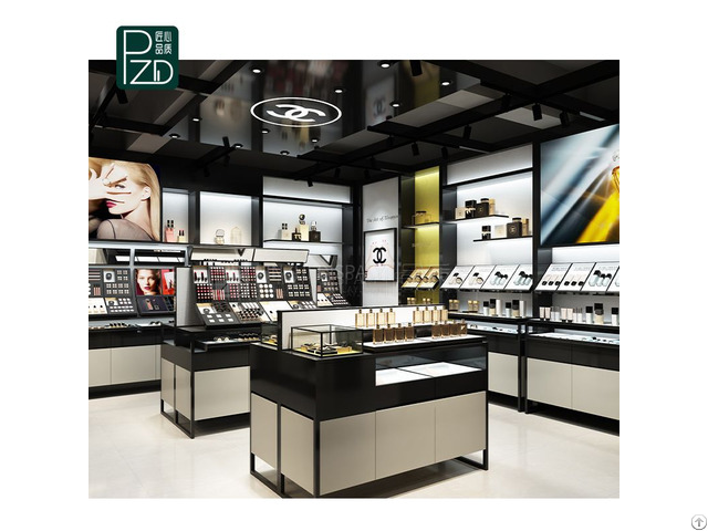 Perfume Cosmetics Display Showcase Wooden Mall Kiosk Design