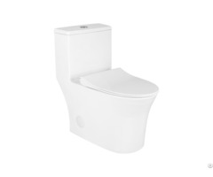 Lavatory Back To Wall Glossy White Porcelain S Trap Skirted One Piece Elongated Toilet