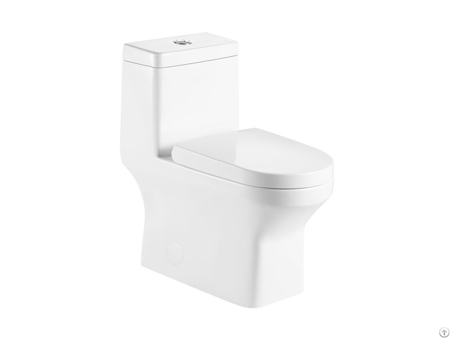 Bathroom Glassy White Ceramic Elongated Skirted One Piece Toilet