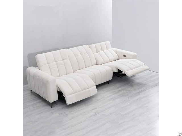 Caterpillar Beige White Fabric Multifunctional Size Apartment Living Room Three Seat Sofa