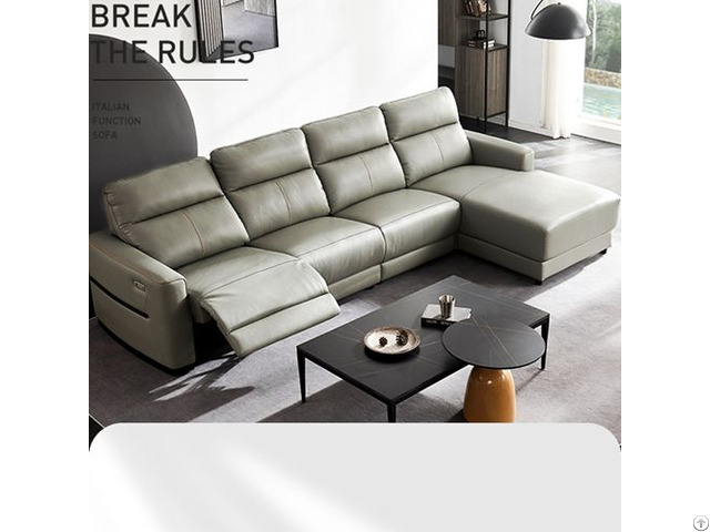 Cowhide Sofa Italian Minimalist Living Room Corner Function Modern Leather Art Combination