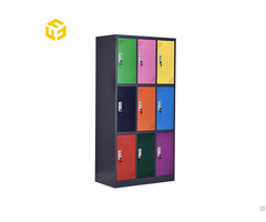 Office Cabinet Metal Almirah School Gym Use Mixed Color 9 Door Steel Wardrobe