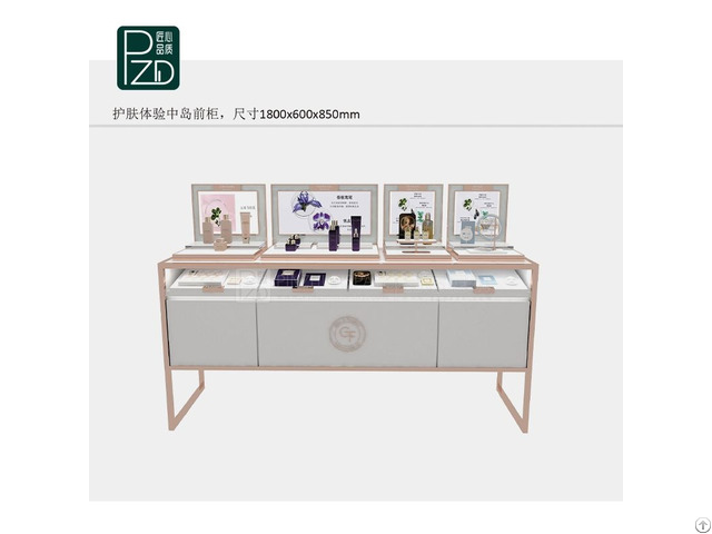 White Perfume Display Counter Skin Care Products Showcase