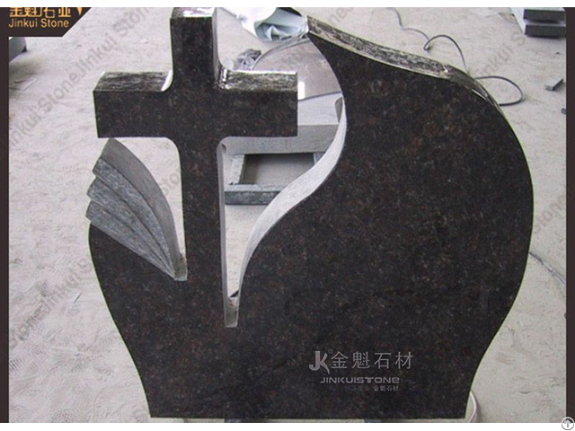 Black Granite Custom Cross Tombstone