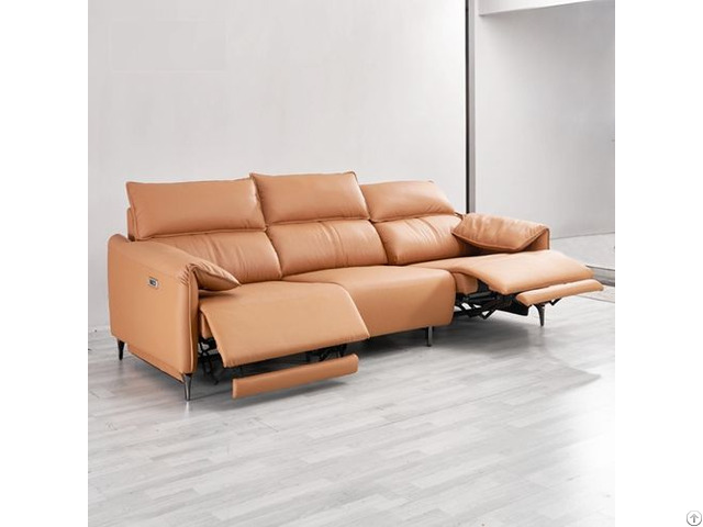 Modern Minimalist Designer Leather Three Position Armrest Folding Multifunctional Sofa