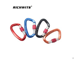 Aluminum 7075 D Shaped 25kn Locking Carabiner For Climbing Hammock Rappealing