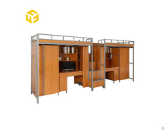 Home Apartment School Dormitory Metal Frame Student Double Bunk Bed With Desk And Storage Locker