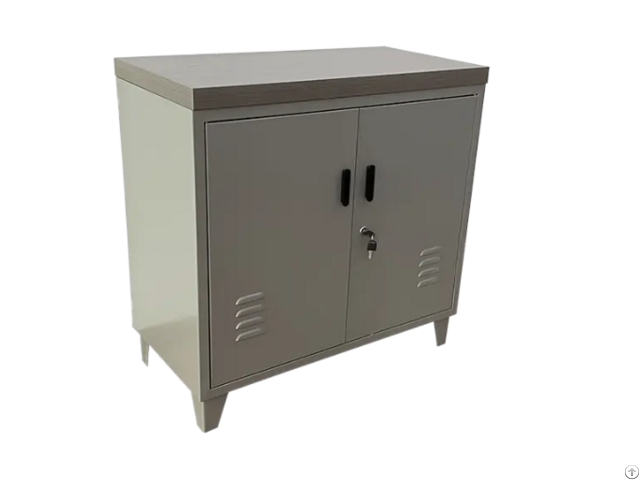 Steel Double Door Cabinet With Wooden Desktop Applicate In Restaurants Hotel Rooms And Offices