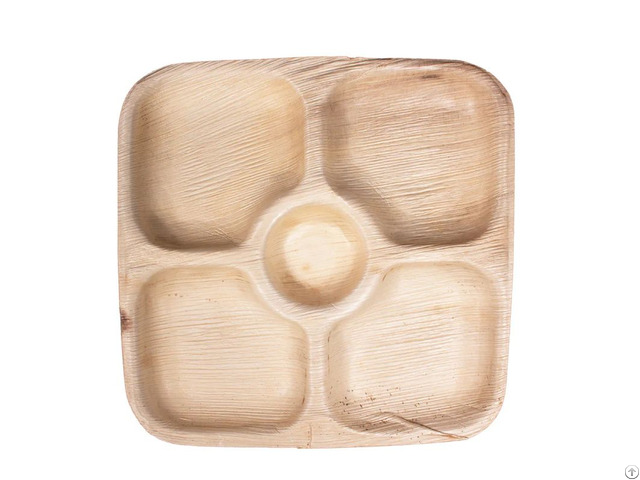 9x9 5 Compartment Palm Leaf Plate By Verterra Dinnerware