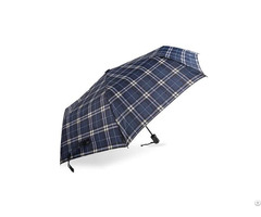 Striped Lattice Shrink Pongee Three Fold Umbrella