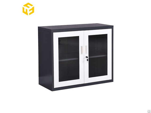 Furnitopper Mini Office Steel Filing Cupboard Home Small Glass Door Showcase Metal File Cabinet