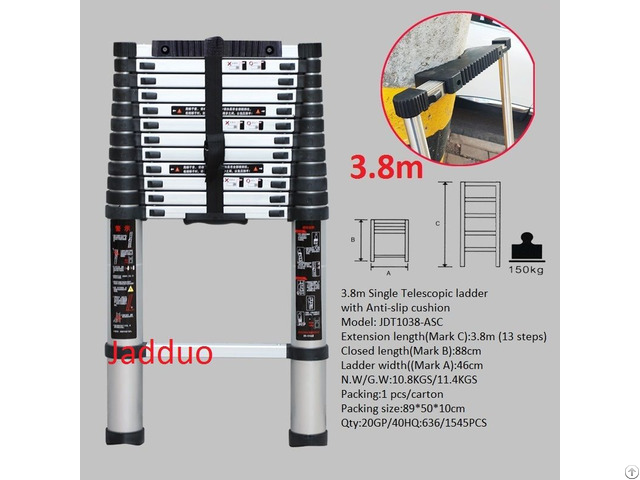 Single Telescopic Ladder With Anti Slip Cushion