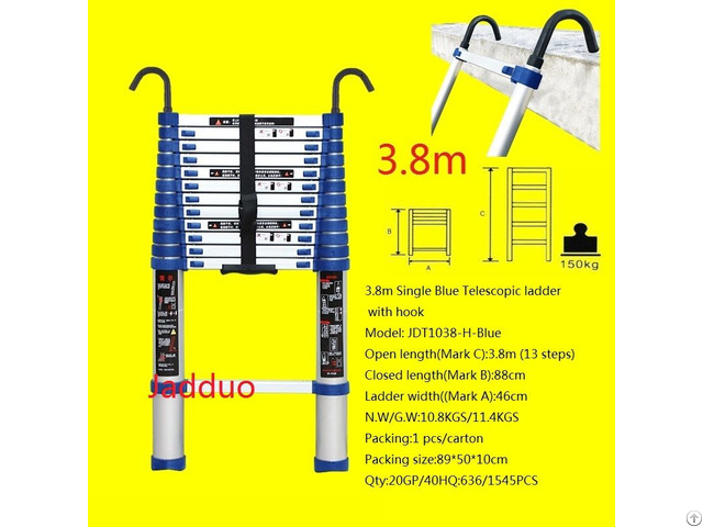 Single Blue Telescopic Ladder With Hook