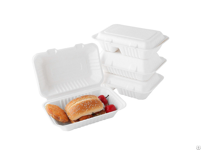 Biodegradable Container Food Takeaway Packaging Sugarcane Bagasse Pulp Paper Lunch Box