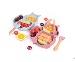 Fox Plate With Spoon Fork Durable Tableware Dinner Mealtime Feeding Weaning Set