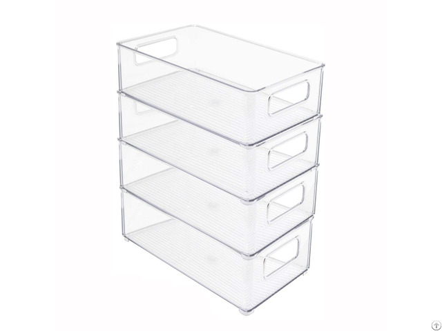 Stackable Refrigerator Organizer Clear Plastic Container Bin