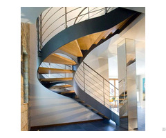 Arc Carben Steel Plate Beam Curved Wooden Staircase