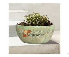 Wholesale Pottery Made In Vietnam Planter Round Bowl Flower Pot Set 4 For Exterior Décor