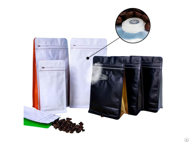 Tp S4fb  Black Flat Bottom Coffee Bag With Coloful Sides