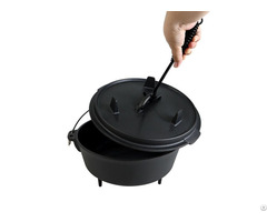 Camping Cast Iron Dutch Oven With Three Legs Lid