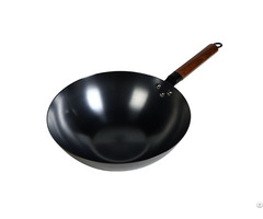 Nonstick Lightweight Rustproof Carbon Steel Wok With Wooden Handle