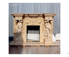 Hand Carved Marble Fireplace Mantel Surrounds With Greek Woman Sculptures Manufacturer