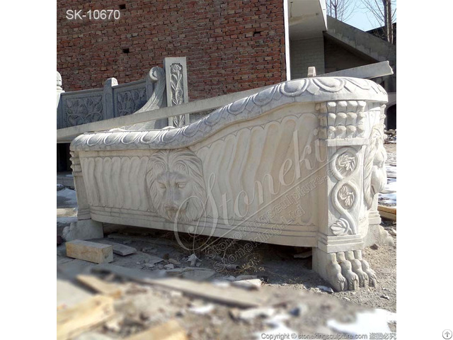 Manufacturer Hand Carved Luxury Marble Bathtub With Claw Foot And Lion Head