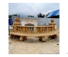 Outdoor Large Yellow Marble Half Circle Bench For Garden And Home Decoration Sales